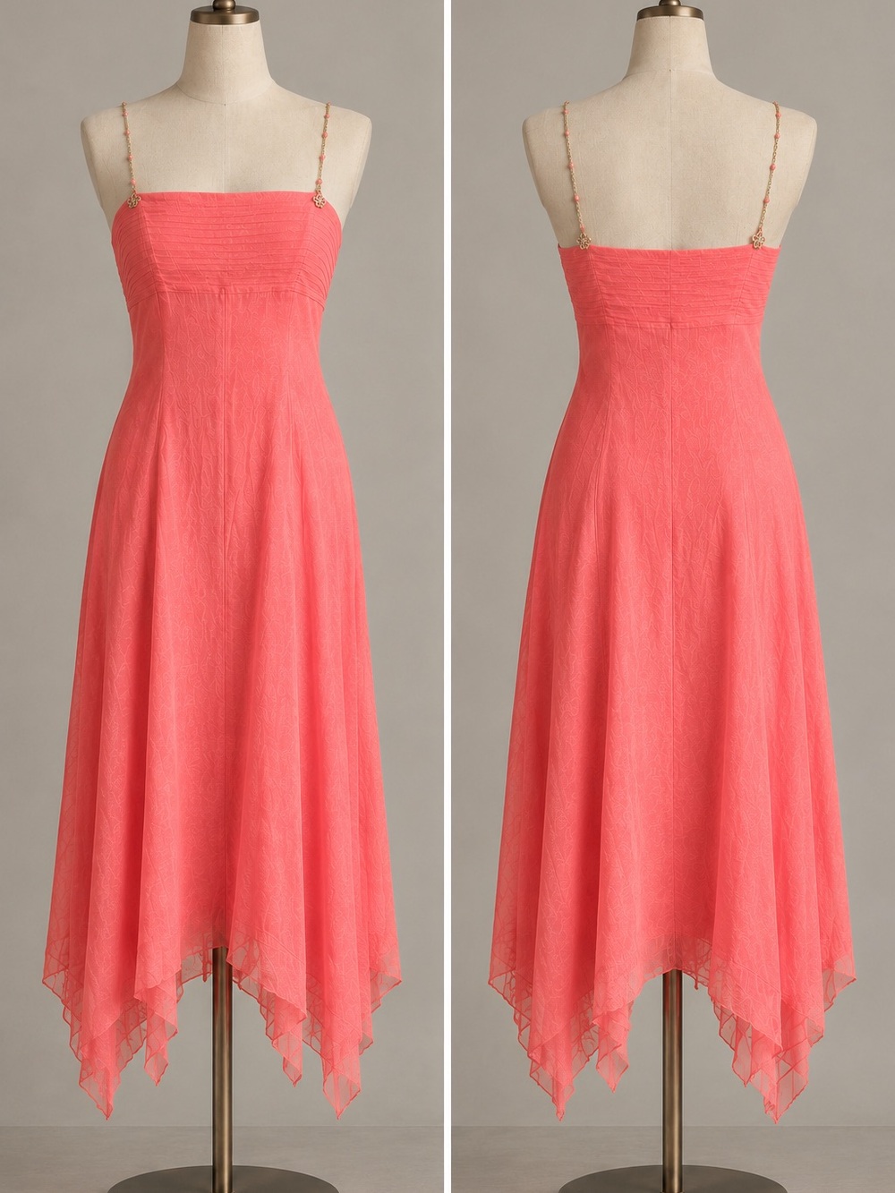 Vintage Y2K Laundry by Shelli Segal 100% Silk Coral Fairy Hem Dress